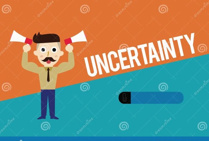 Uncertain uncertainty doubt being showing state conceptual difficult choice text sign make preview leadership